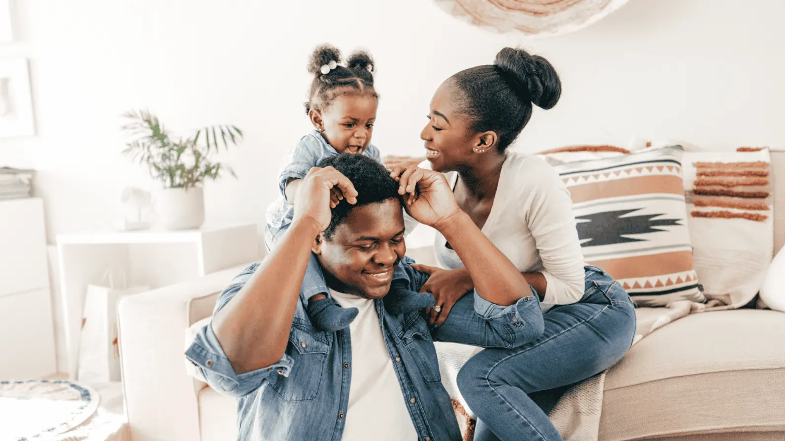A family enjoying time together at home